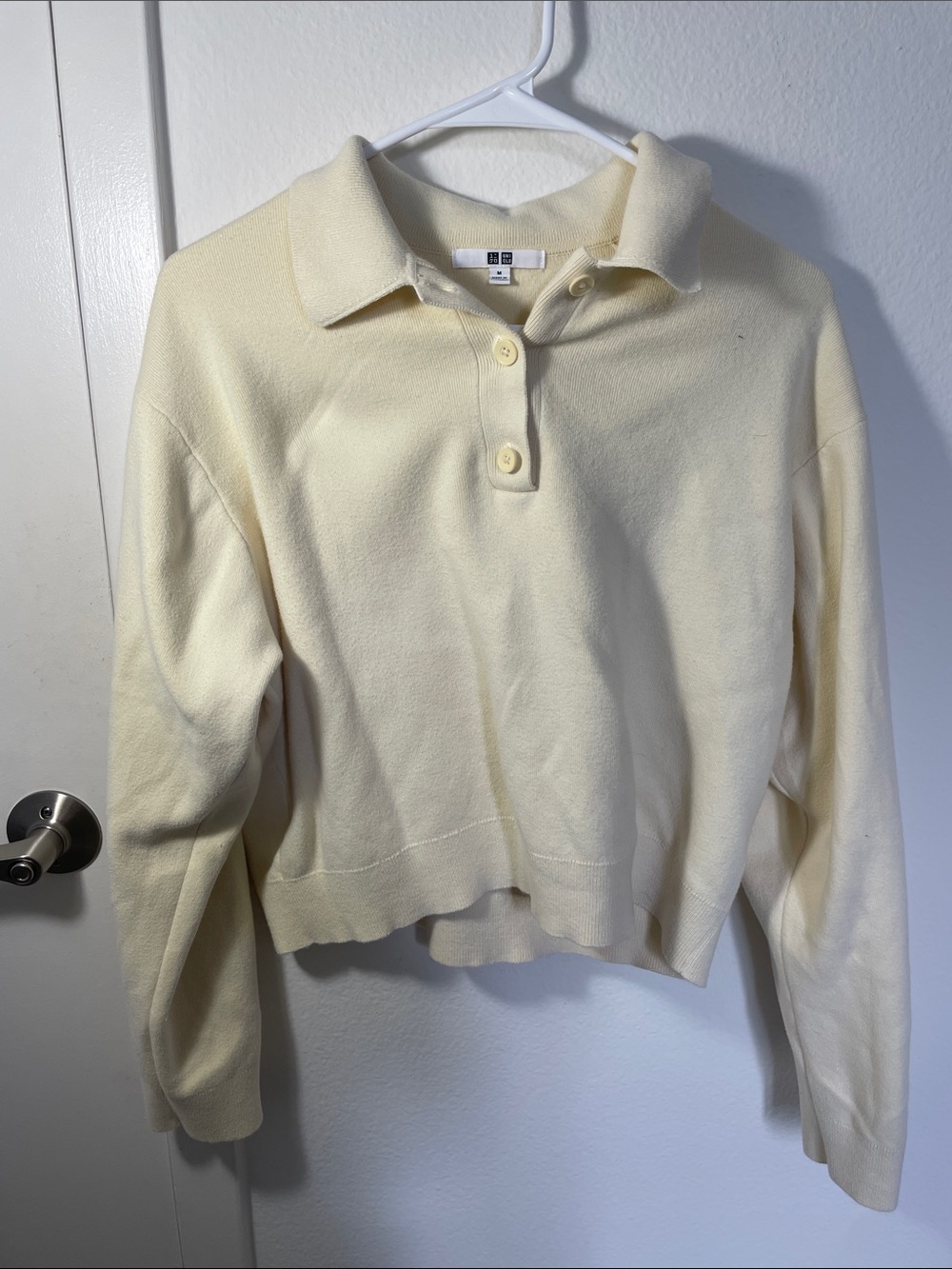 Uniqlo Cream/yellow Cropped Polo-Neck Sweater